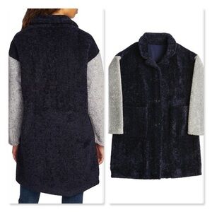 Women's Navy and Gray Sherpa Coat